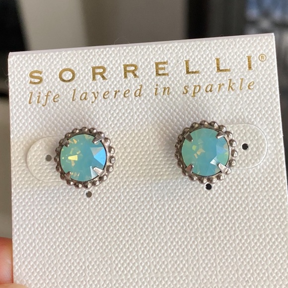 SORRELLI Pacific opal crystal Signed Stud Earrings - Picture 1 of 7